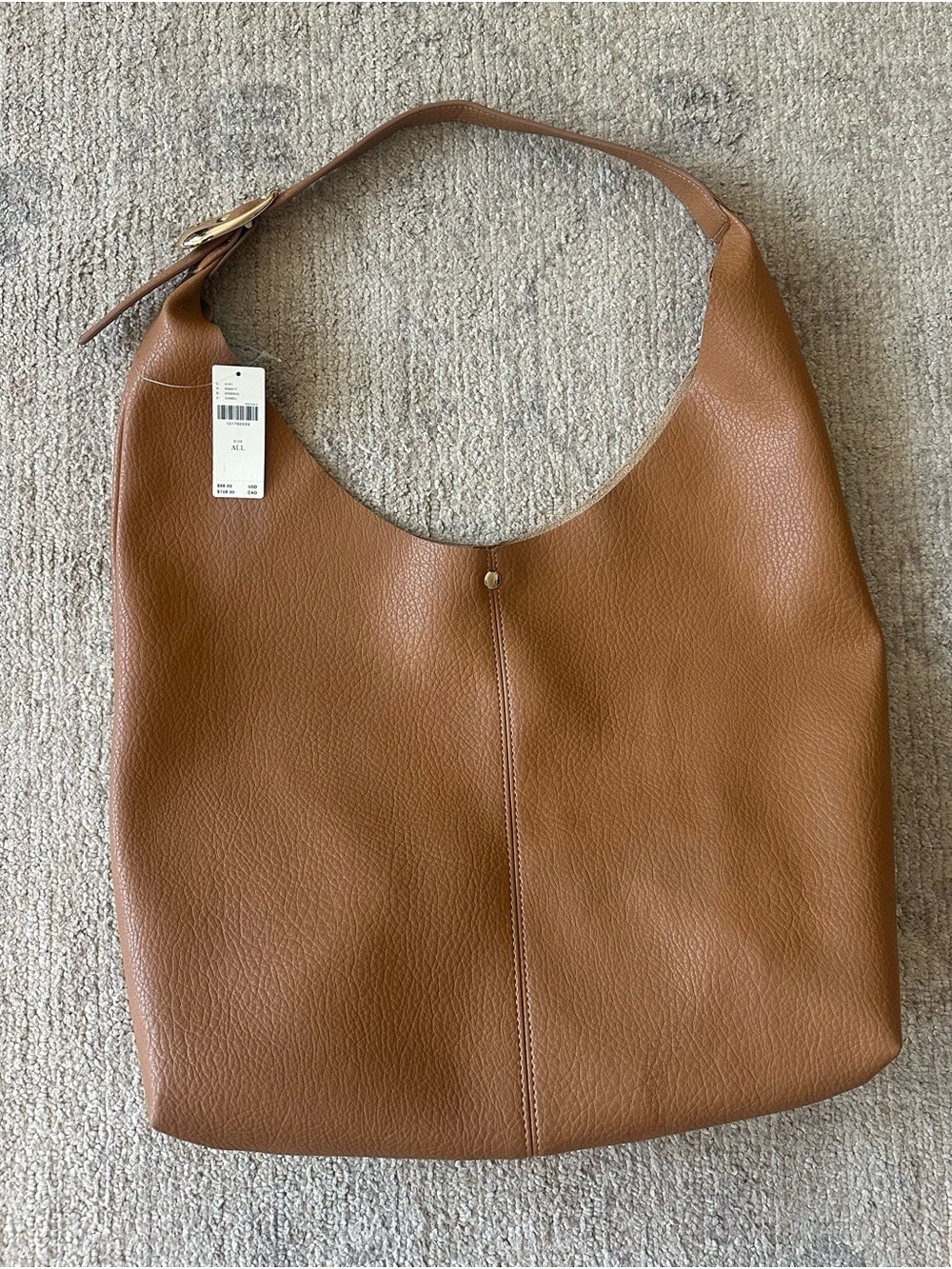 Anthropologie NWT Classic Tan Leather Shoulder Tote Bag - Picture 4 of 7